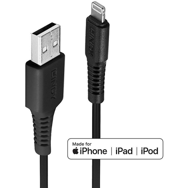 Lindy 31321 кабел Lightning 2 м Черен