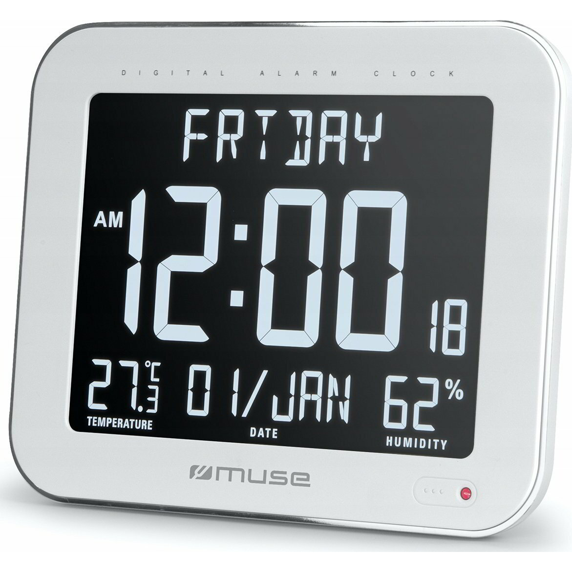 Muse M-090 WMC Ébresztós Fali- Asztali óra 20 x 14 cm - Fehér (M-090 WMC)