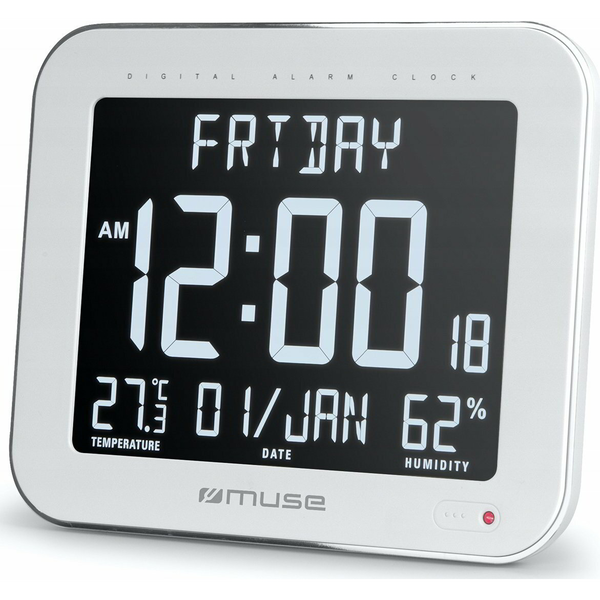 Muse M-090 WMC Ébresztós Fali- Asztali óra 20 x 14 cm - Fehér