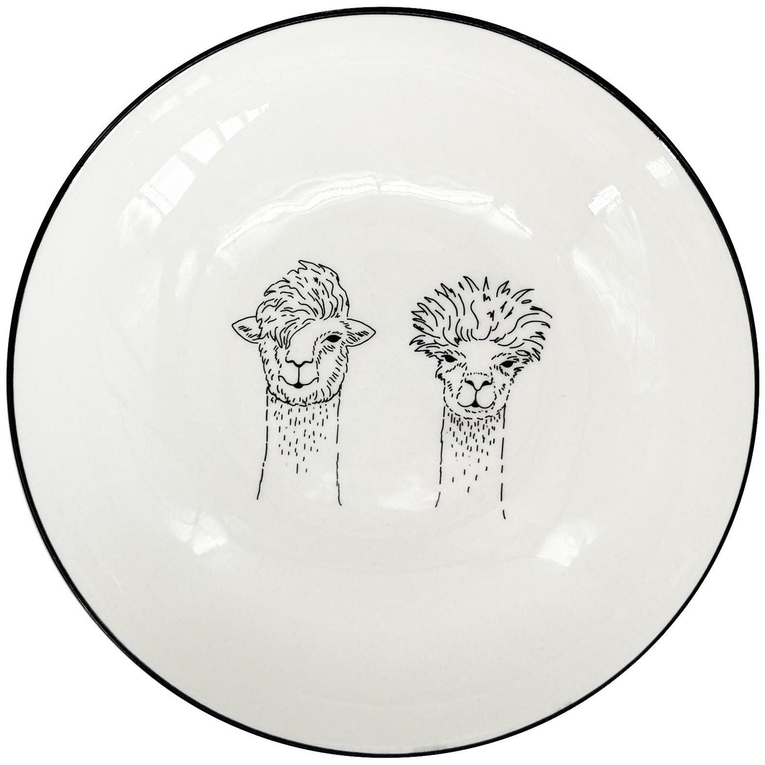 by inspire Tálka / mélytányér, láma, 19,5×4 cm, fehér + fekete szegély (7332-00-90)