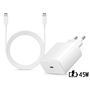 Samsung gyári hálózati töltő adapter Type-C bemenettel + 1,8 m-es Type-C -      Type-C kábel - 45W - EP-TA845EWE + EP-DX510JWE - fehér (ECO csomagolás)