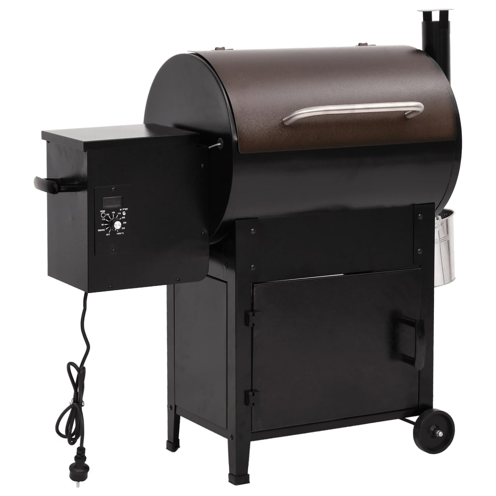 fekete vas pellet grillsütő kéménnyel 104 cm (360069)