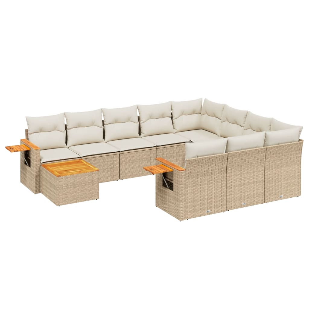 11 részes bézs polyrattan kerti ülőgarnitúra párnákkal (3227206)