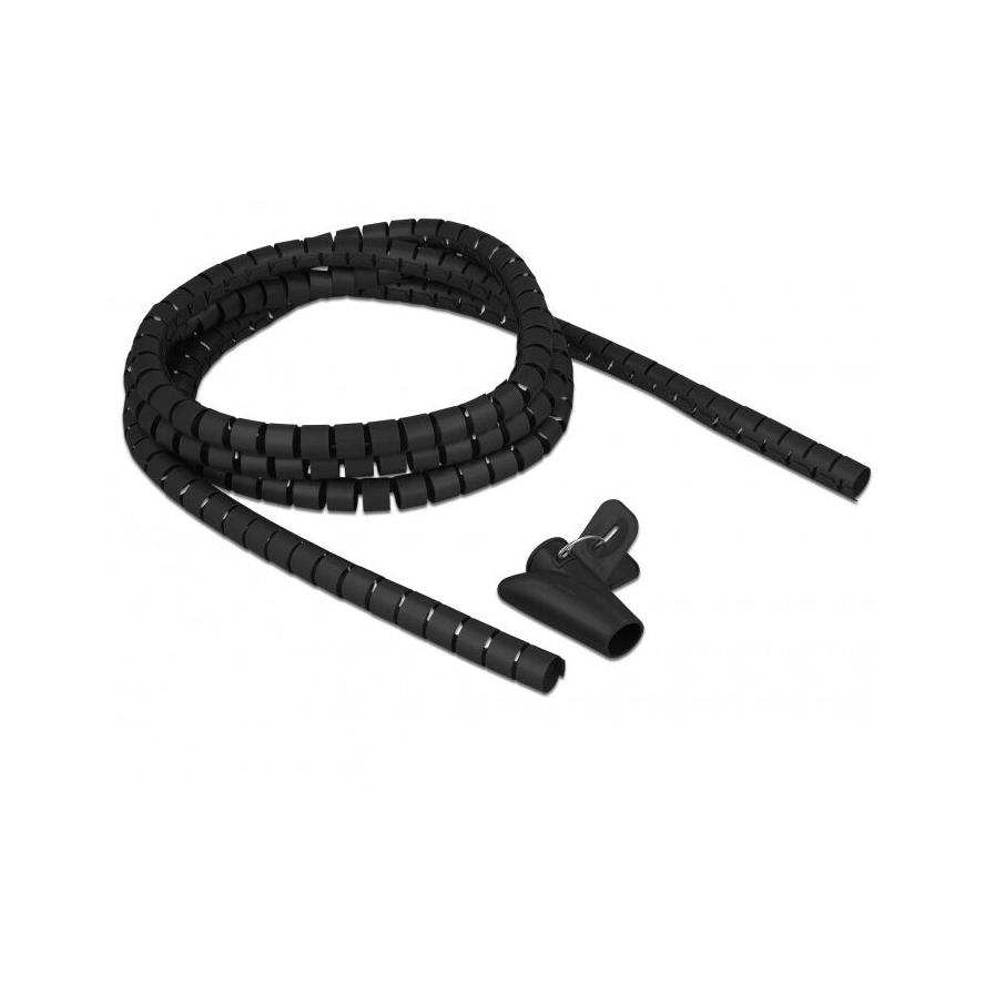 DeLOCK 18835 Spirális kábelburkolat behúzó eszközzel 2.5 m x 15 mm Fekete (18835)