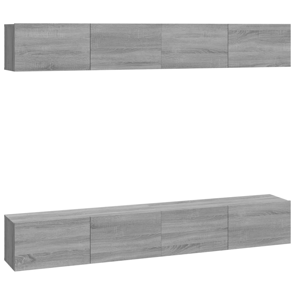 4 db szürke sonoma színű fali TV-szekrény 100 x 30 x 30 cm (3114196)