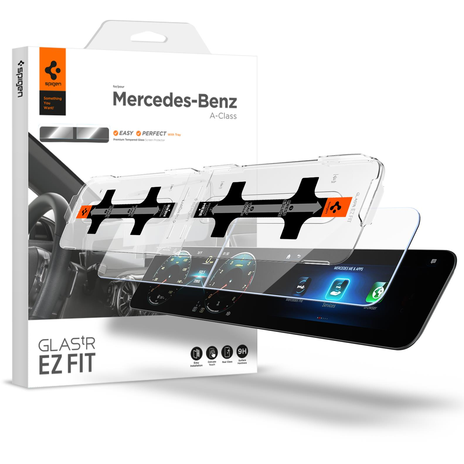 Spigen Mercedes Benz Glass tR EZ Fit Crystal Clear Screen Protector 2 Pack A-Class 2021/2020 üvegfólia (AGL03631)