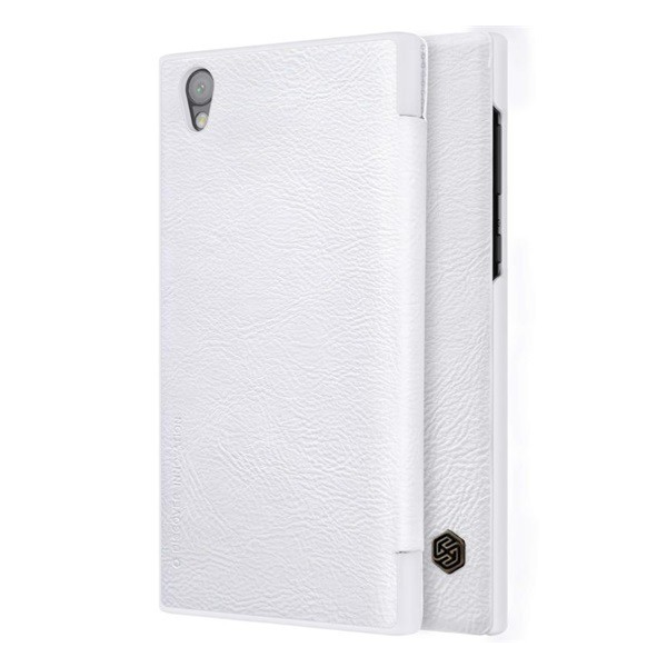 NILLKIN QIN tok álló, bőr hatású (FLIP, oldalra nyíló, bankkártya tartó) FEHÉR [Sony Xperia L1 (G3312)] (5996457704033)