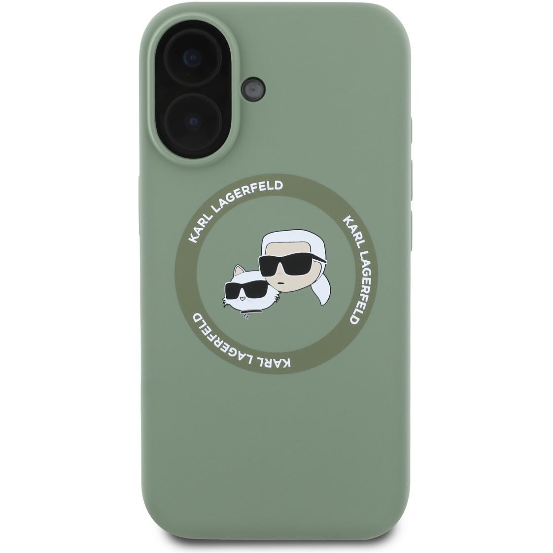 Karl Lagerfeld Liquid Silicone K&CH Heads MagSafe iPhone 16 Kaki tok (KLHMP16SSKCHTCA)