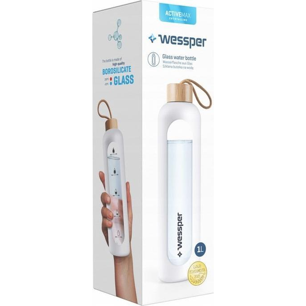Wessper Wessper Motivational Bottle 1 Litre - White