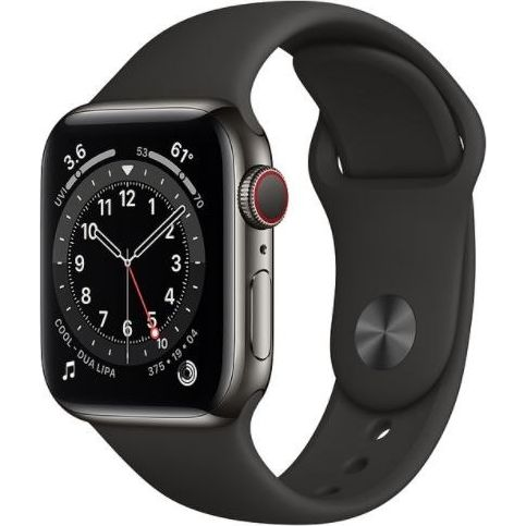 Apple Watch Series 6 GPS + Cellular 40mm szürke acélból fekete sportszíjjal