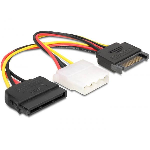 Delock DL65235 15 tűs SATA (apa) – 4 tűs Molex (anya) + 15 tűs SATA (anya), hálózati kábel (DL65235)