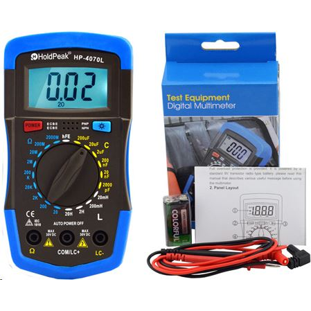 HOLDPEAK 4070L Digitális, ellenállás, kapacitás, induktivitás mérés, tranzisztor hFE teszt (110633) (110633)