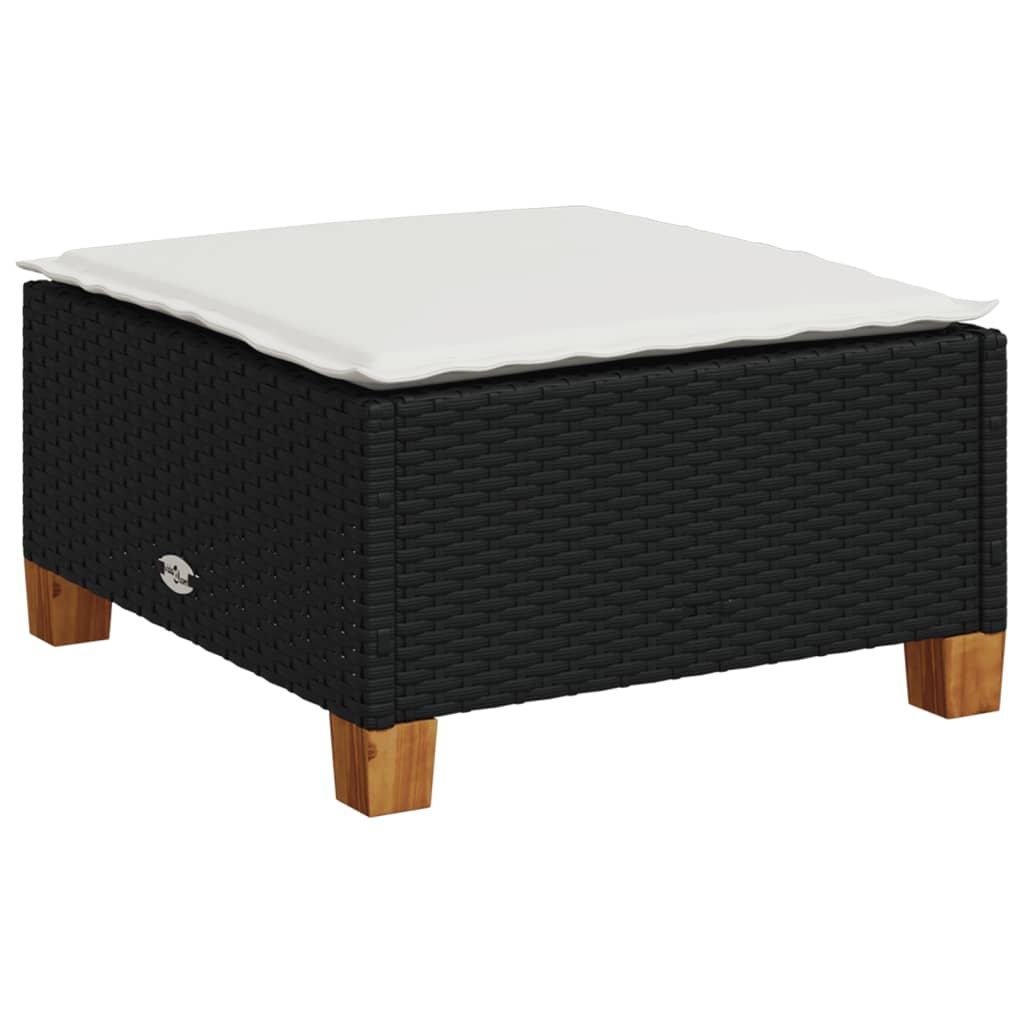 fekete polyrattan kerti szék párnával 63,5 x 56 x 32 cm (365911)