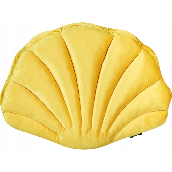 Cojín Decorativo De Terciopelo Concha Marina Forma De Vieira Patrón Liso Amarillo Consolida - Amarillo