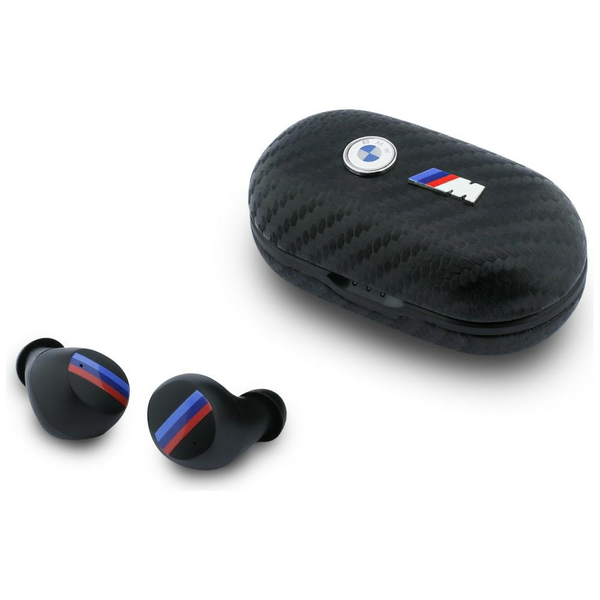 Căști intraauriculare BMW Carbon Metal cu logo, Bluetooth 5.3, IPX5, negru