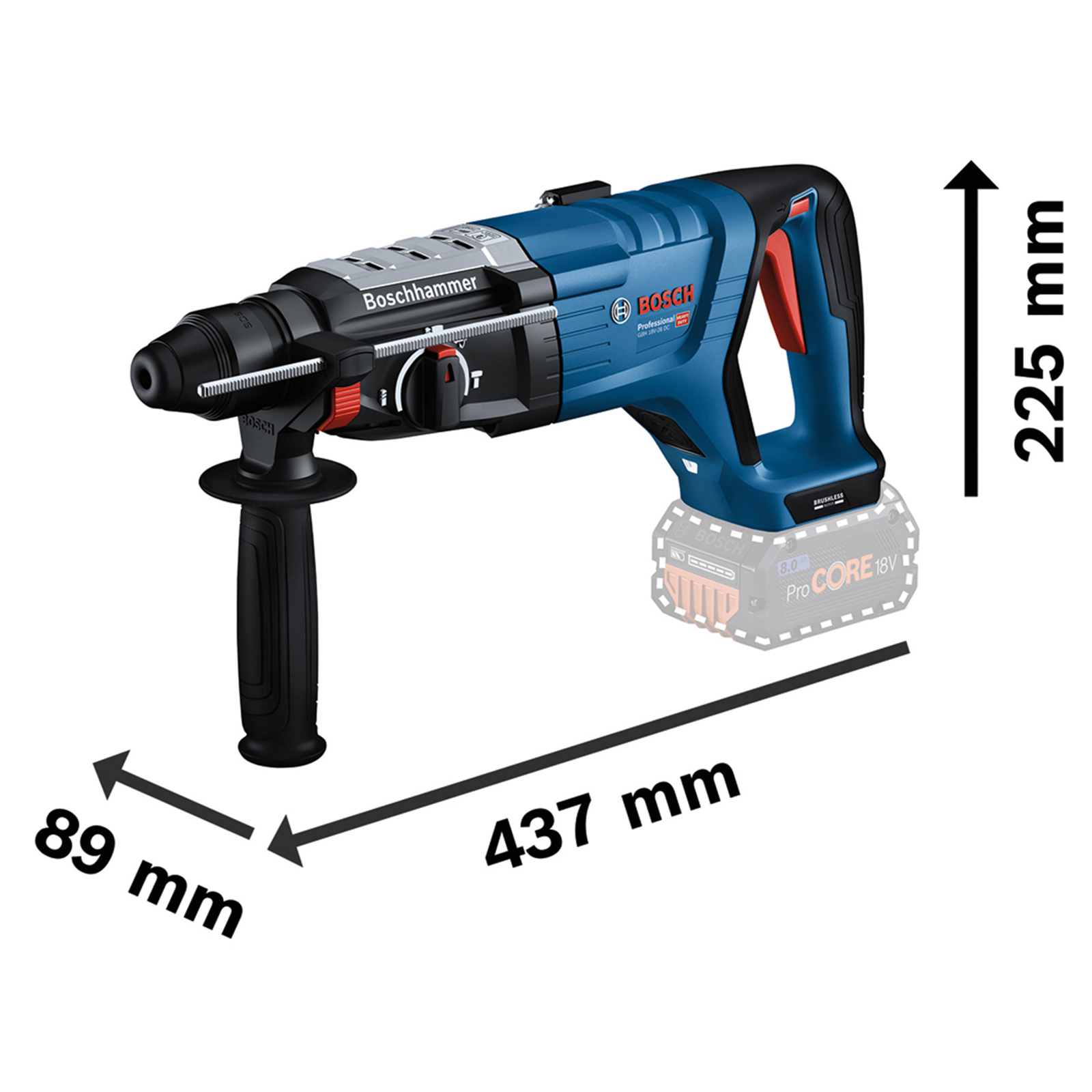 Bosch GBH 18V-28 D Professional Solo Akkus Fúró-Vésőkalapács XL-BOXX (Akku és töltő nélkül) (0611919004)