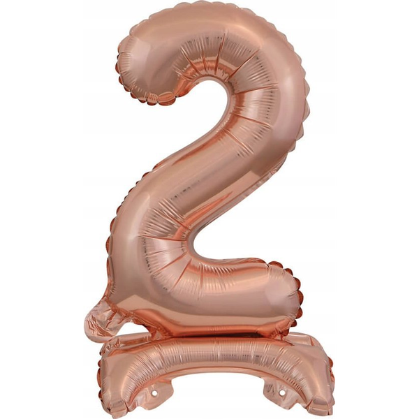 Rose Gold Mini 2-es Szám Fólia Lufi Talppal 38 cm