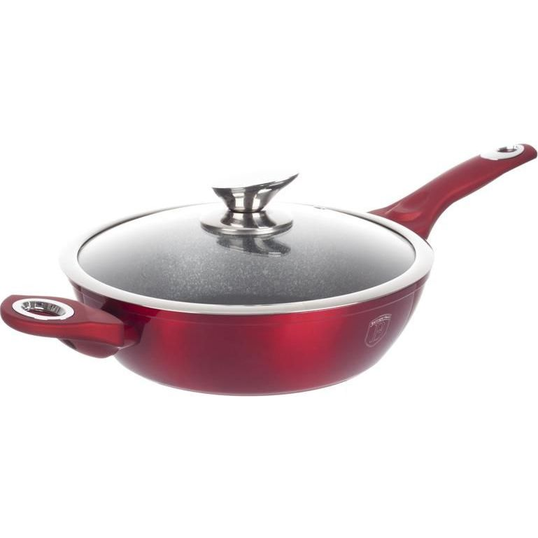 BerlingerHaus BH/1261N Metallic Line Burgundy Edition Mély Serpenyő - Fedővel, 32 cm, Piros (BH/1261)