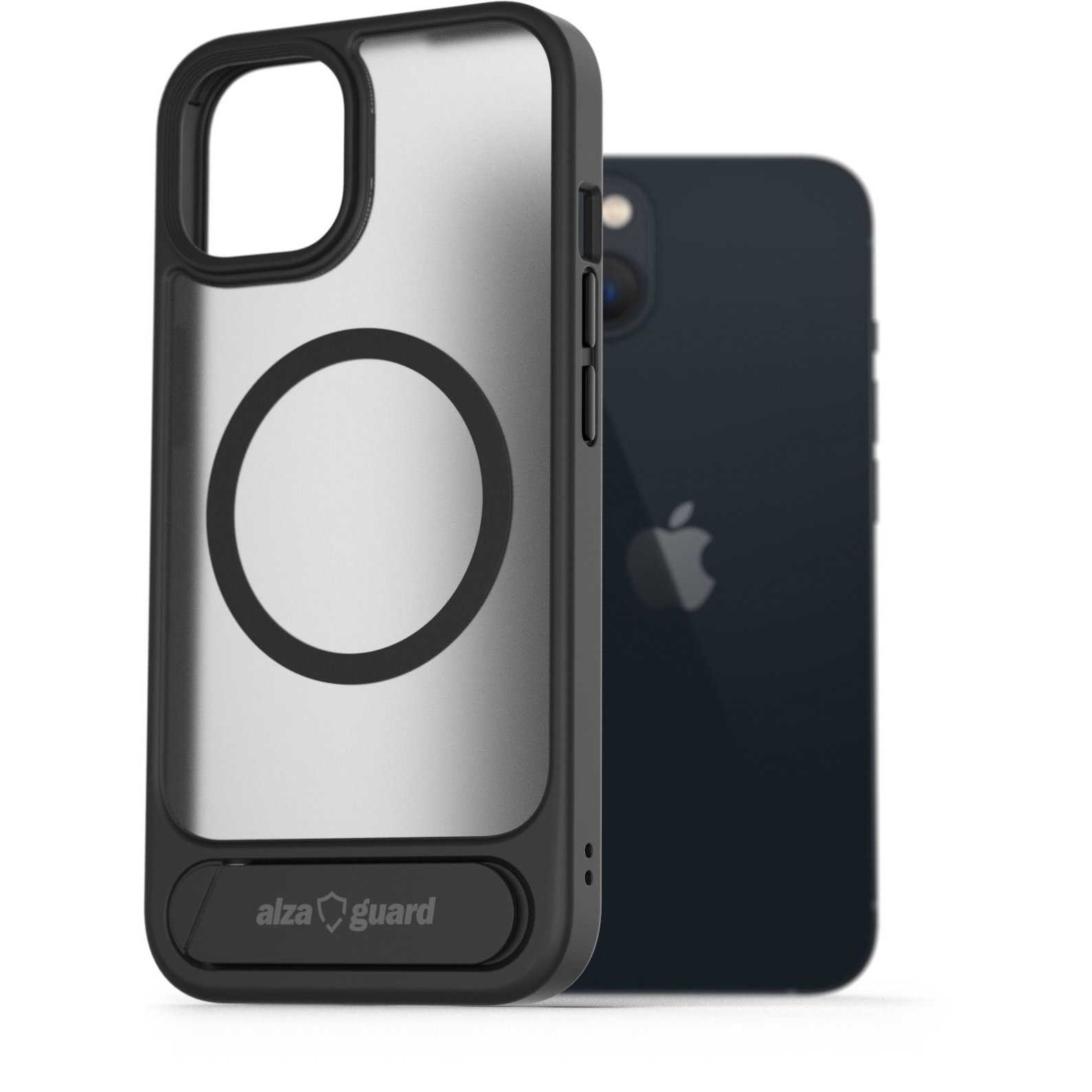 AlzaGuard Matte Case with Stand Compatible with MagSafe for iPhone 13 fekete tok (AGD-PCH00014B)