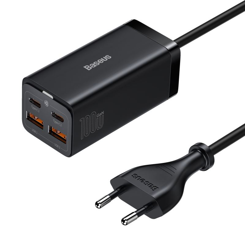 Baseus GAN3 Pro 2xUSB-A + 2xUSB-C hálózati töltő 100W fekete (CCGP000101) (CCGP000101)