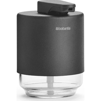 Brabantia MindSet folyékonyszappan-adagoló csepegésbiztos pumpával, 200ml üveg tartály, acél burkolat, határtalan szürke ásványi textúra - 303203 (303203)