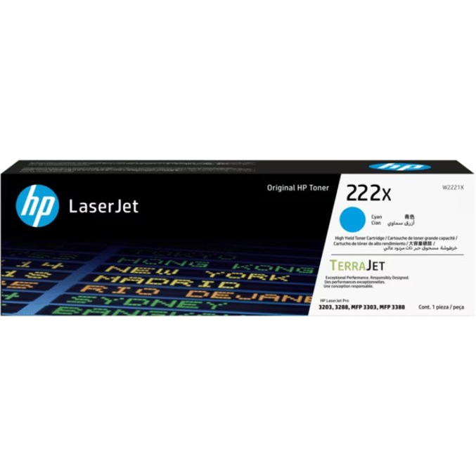 Тонер касета HP 222X (W2221X), циан