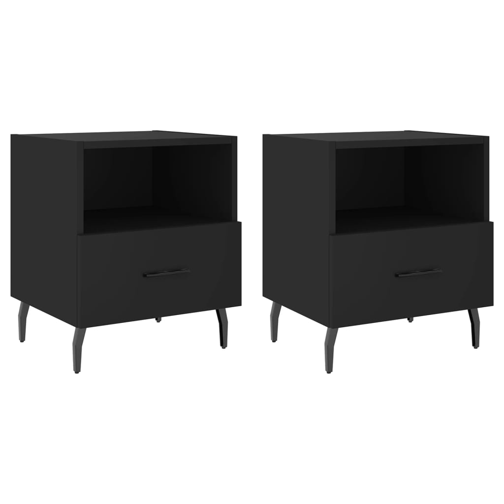 2 db fekete szerelt fa és vas éjjeliszekrény 40 x 35 x 47,5 cm (827471)