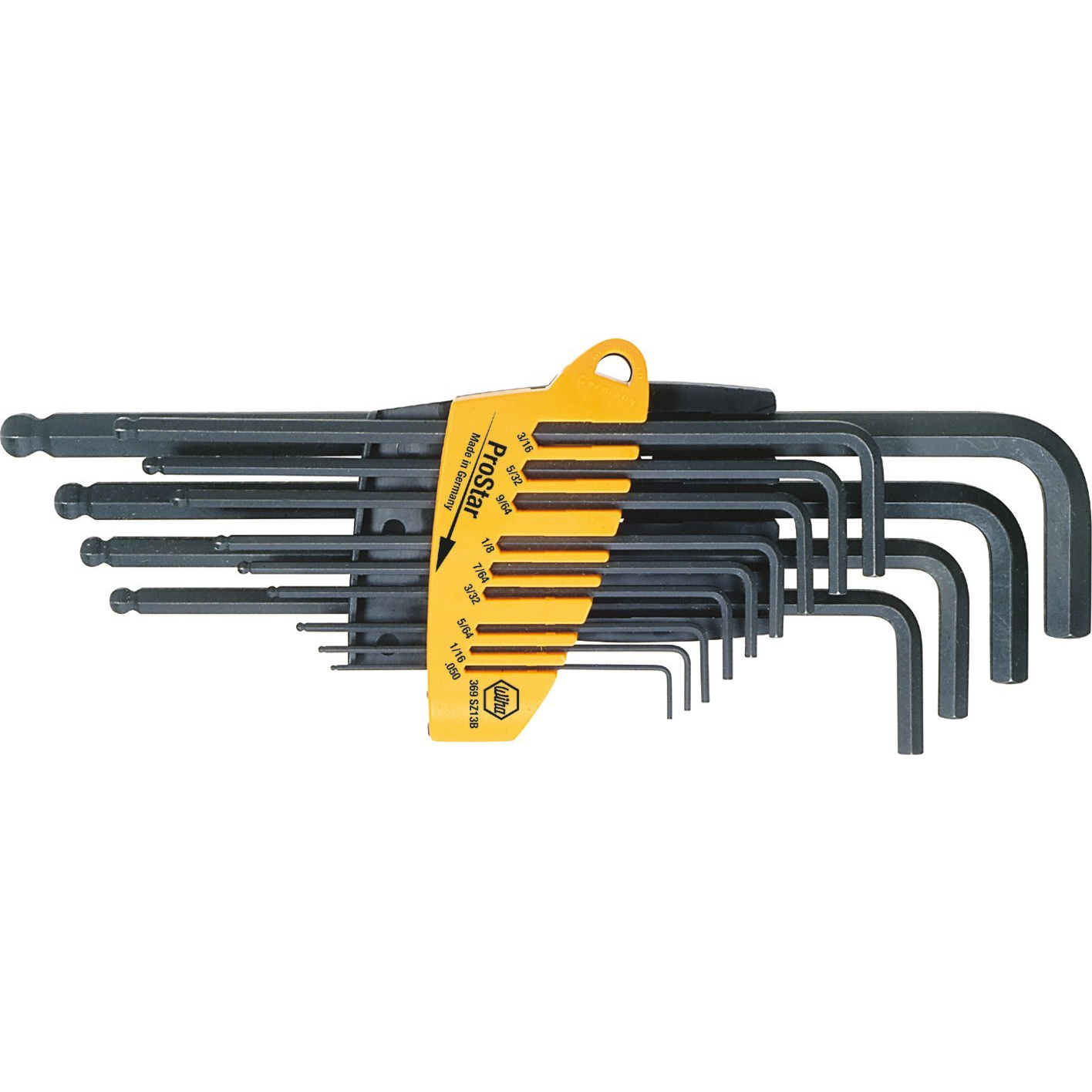 Wiha 369 SZ13B Belső hatlap Hajlított csavarhúzó készlet 0.05 coll, 1/16 coll, 5/64 coll, 3/32 coll, 7/64 coll, 1/8 coll, 9/64 coll, 5/32 coll, 3/16 (24189)