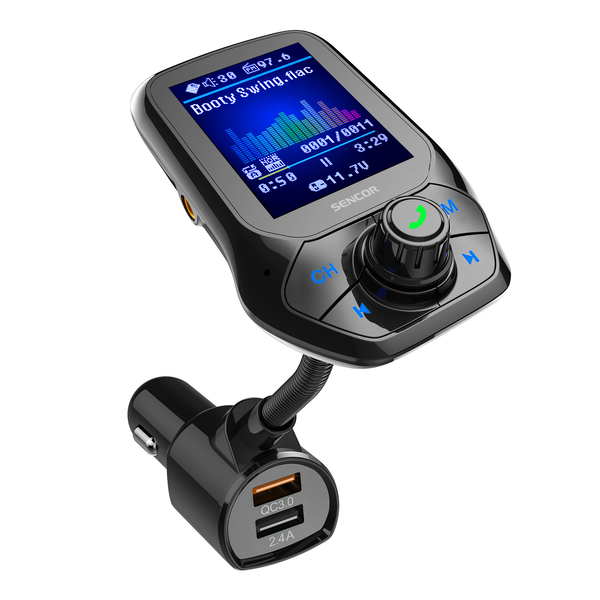BLUETOOTH VYSÍLAČ FM MP3 MICROSD AUX 2x USB DO AUTA SENCOR SWM 5858