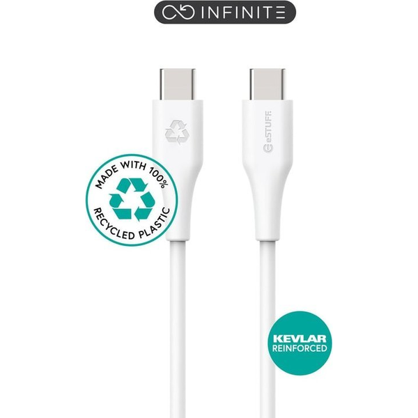 eSTUFF INFINITE kabel USB C-C 0,5m, bel 60W, 480Mbps, recikl. plastika