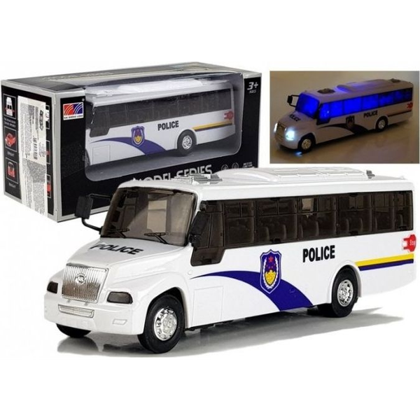 Rendőrbusz Die Cast Model Fehér Fényekkel 4042
