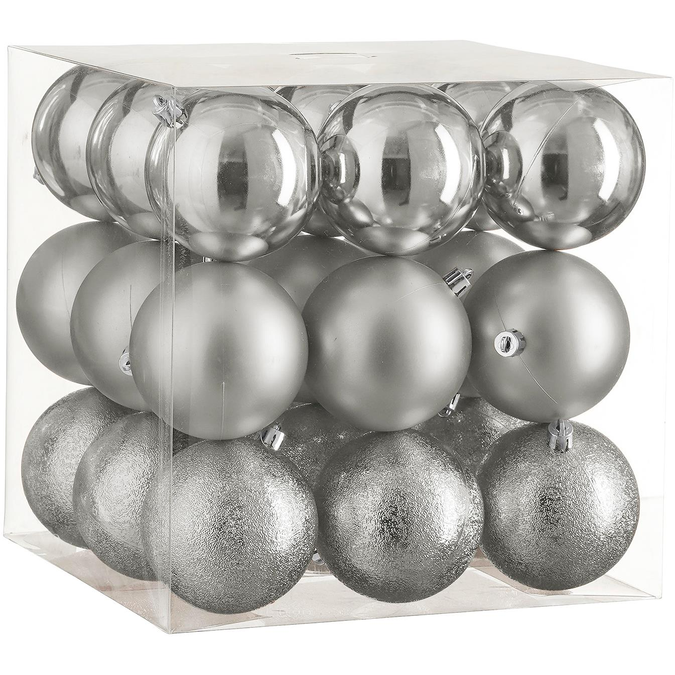 LAALU Díszgömb szett, ezüst árnyalatokban, 8 cm, 27 db (LAU-6232)