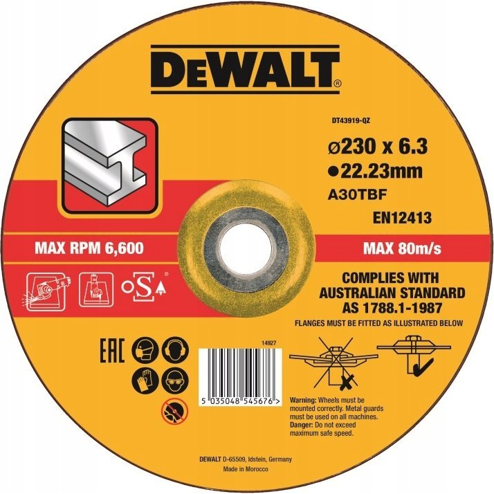 DEWALT DT43919-QZ DT43919 Csiszolókorong Furat átmérő 22.23 mm 1 db (DT43919)