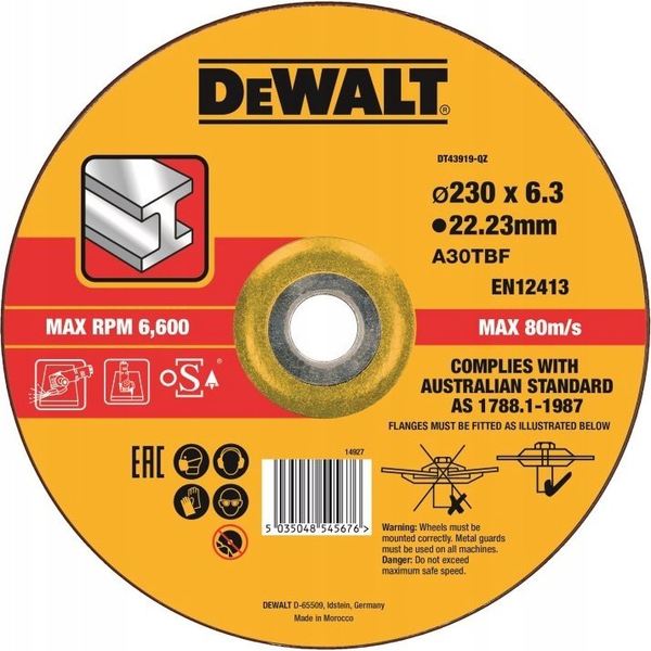 DEWALT DT43919-QZ DT43919 Csiszolókorong Furat átmérő 22.23 mm 1 db