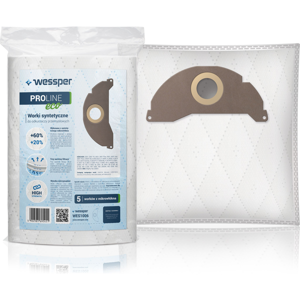 Wessper vacuum cleaner bag for Karcher MV 2, A 2054, A 2004, WD 2.200, 6.904-322.0 K13 - synthetic 5 pieces