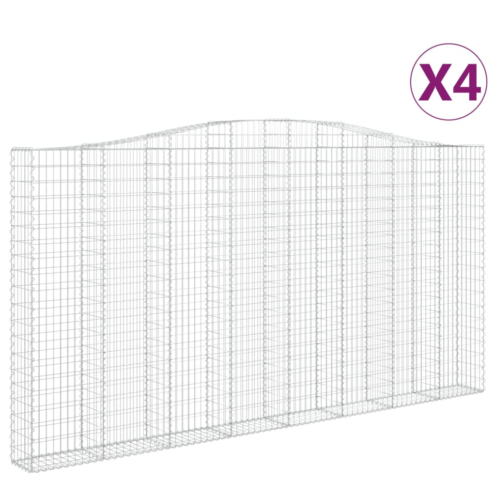 4 db íves horganyzott vas gabion kosár 400x30x200/220 cm (3145893)