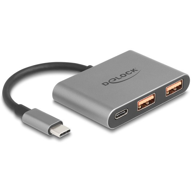 USB Hub 10 Gbps, 3-portový USB C na 1x USB typu C + 2x USB typu A Delock