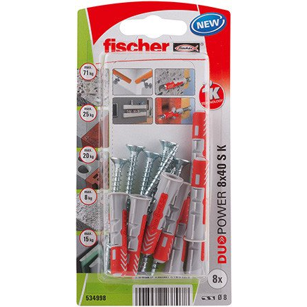 Fischer 534998 DuoPower 8 x 40 S K NV Tipli készlet 40 mm 8 mm 1 készlet