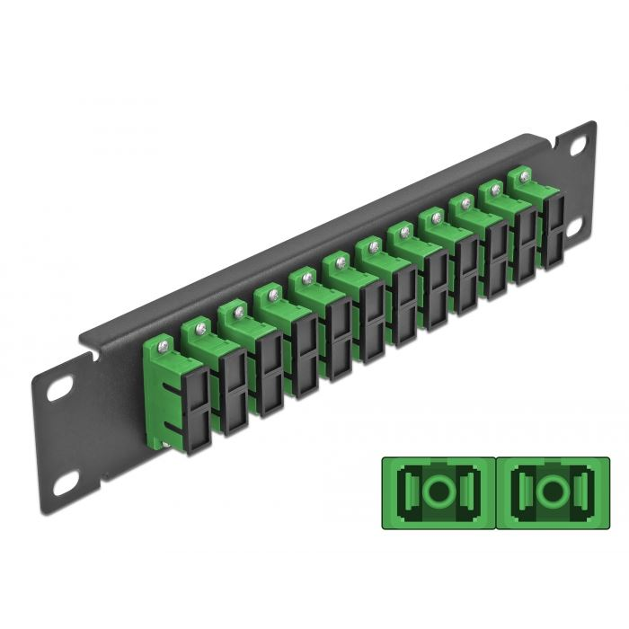 Delock 10 üvegszálas patch panel 12 portos SC Duplex 1U zöld fekete (66772) (DE66772)