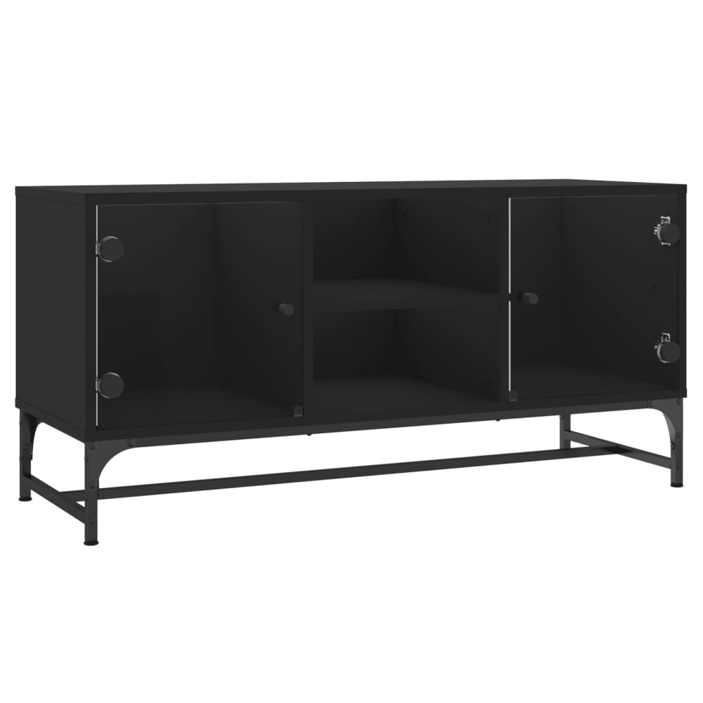 fekete TV-szekrény üvegajtókkal 102 x 37 x 50 cm (836533)