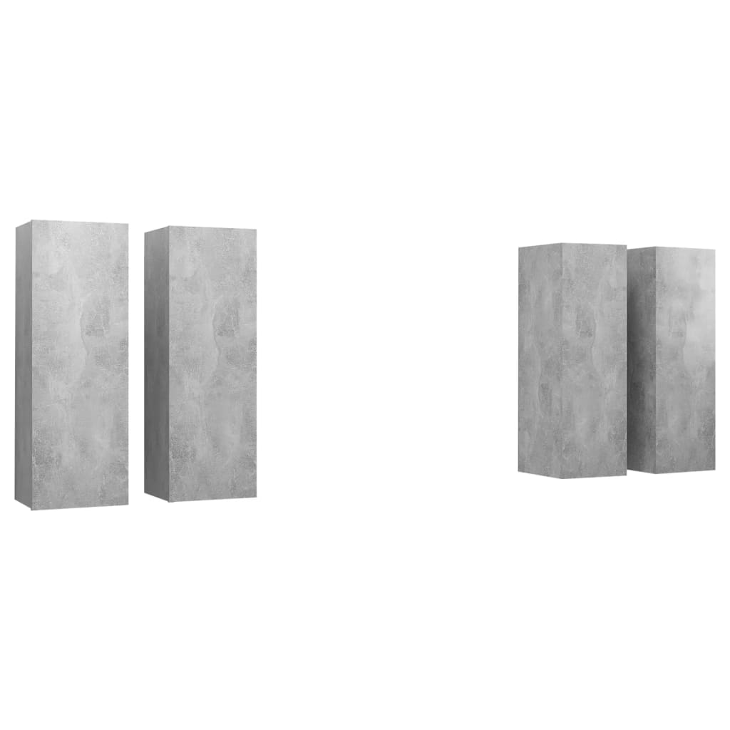 4 db betonszürke forgácslap TV-szekrény 30,5 x 30 x 90 cm (3079161)