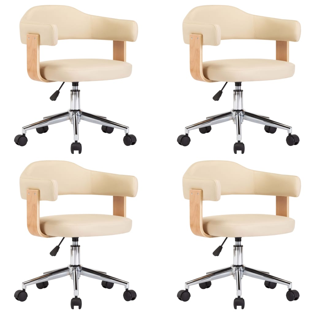 4 db krémszínű műbőr forgó étkezőszék (3054897)