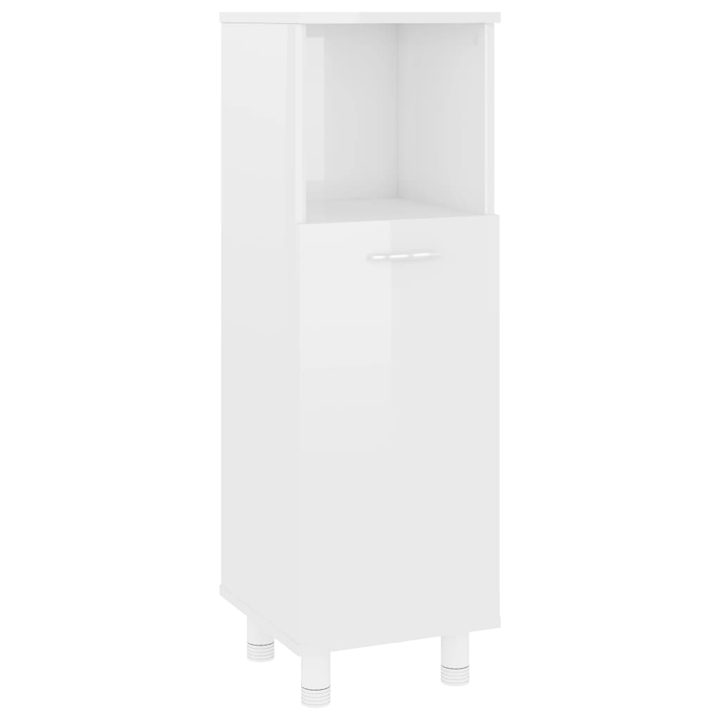 magasfényű fehér forgácslap fürdőszobaszekrény 30 x 30 x 95 cm (802621)