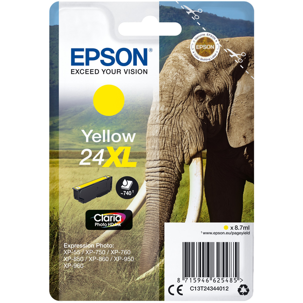 Epson Elephant C13T24344012 cartușe cu cerneală 1 buc. Original Productivitate Înaltă (XL) Galben