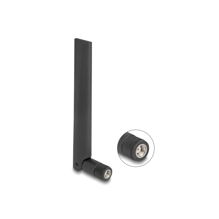 Delock WiFi 6E antenna RP-SMA-dugó 3 dBi irányított, csuklós csatlakozó, fekete (89078) (89078)