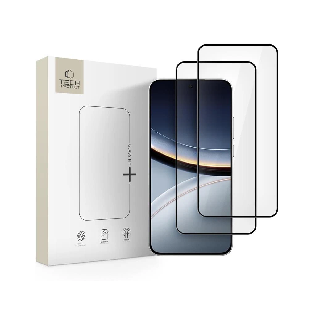 Tech-Protect Glass Fit+ temperált üveg 2-PACK XIAOMI POCO F7 5G készülékhez fekete