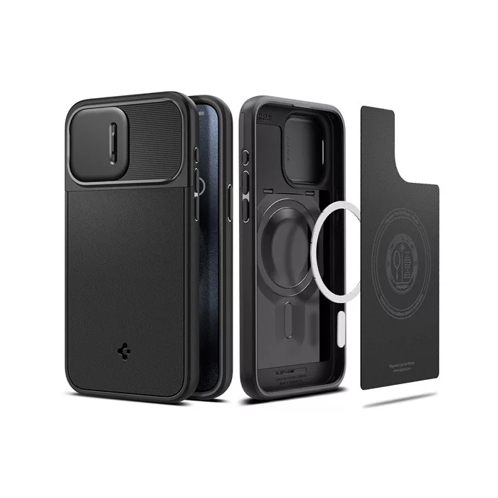 Spigen Optik Armor Apple iPhone 15 Pro Magsafe Tok - Fekete (ACS07184)