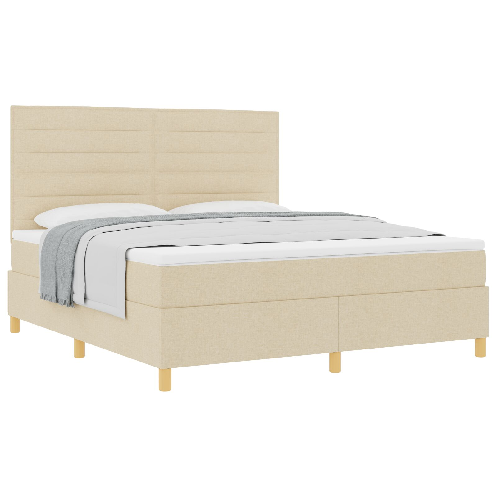 Box Spring Ágy Matraccal Krém Szuper King Szövet (3339565)