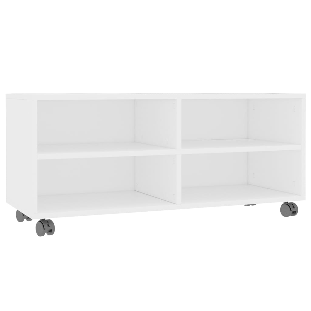 fehér forgácslap TV-szekrény görgőkkel 90 x 35 x 35 cm (800180)