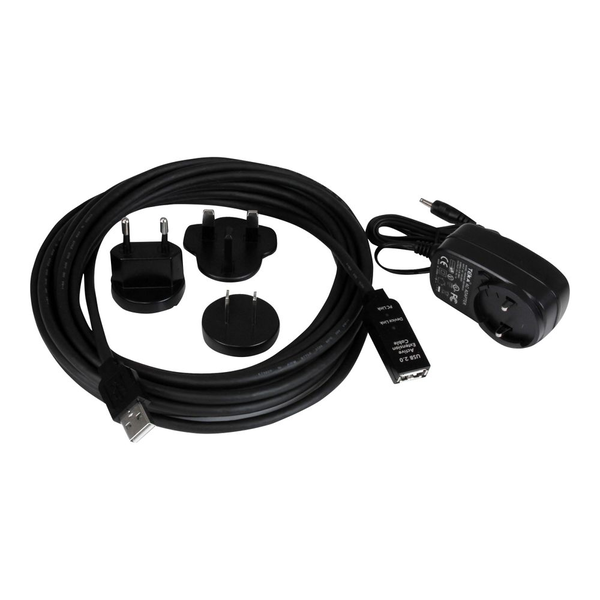 StarTech.com 5m USB 2.0 Active Extension Cable M/F - 5 meter USB A Male to USB A Female USB 2.0 Repeater / Extender Cable - Black - 15ft (USB2AAEXT5M) - USB extension cable - USB to USB - 5 m